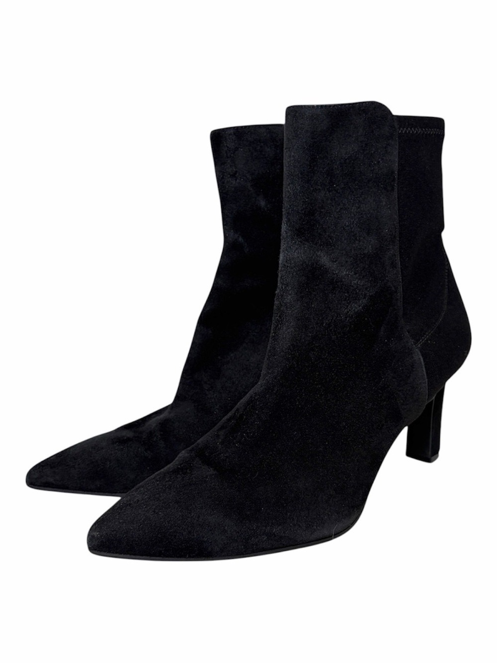 Stuart Weitzman Lauri 75 Black Suede Sock Booties Size 7.5B EU 38
